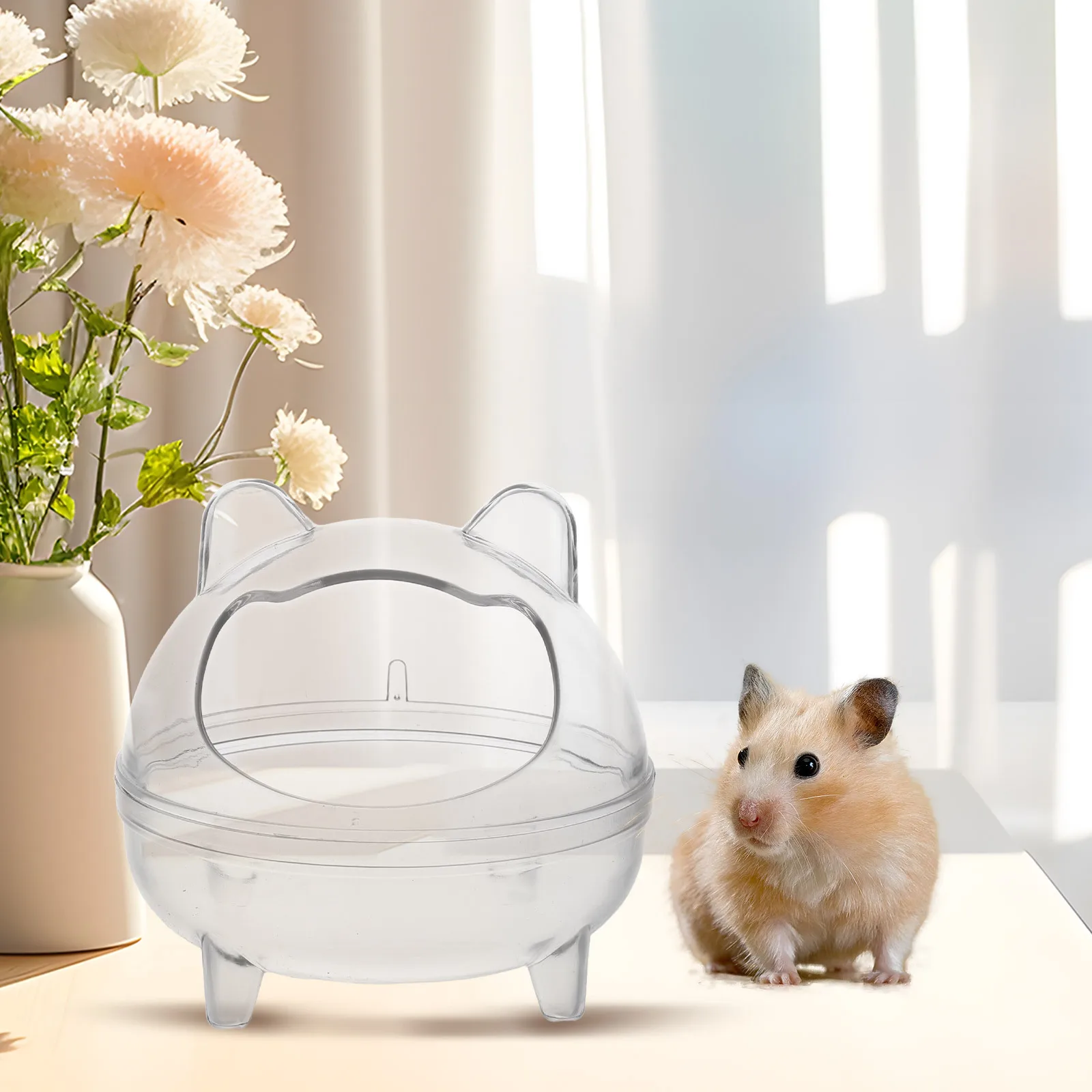 

Cute Bear Hamster Bathroom Sand Bath Container Spacious Bathtime Pool for Small Pets Toilet Tub Multi Functional Grooming