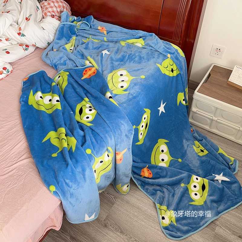 

Disney Toy Story Alien Blanket Cartoon Warm Flannel Blanket Cute Anime Pattern Printing Blanket Bedspread Bedroom Sofa Bed Gift