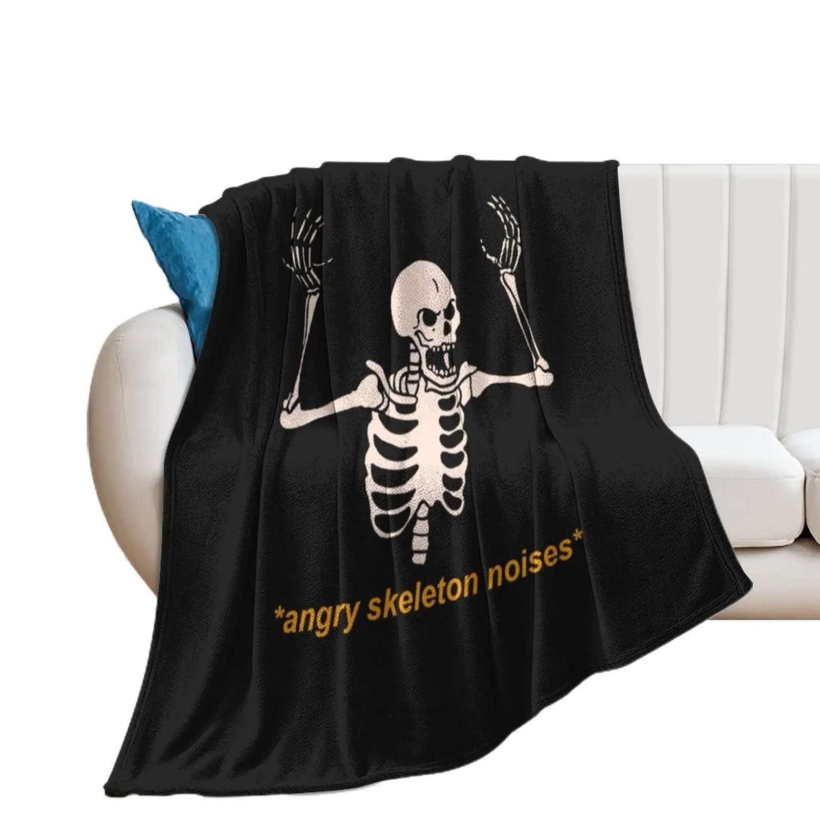 Angry Skeleton Noises Spooky Scary Skeleton Meme Throw Blanket Beach Baby Picnic Blankets