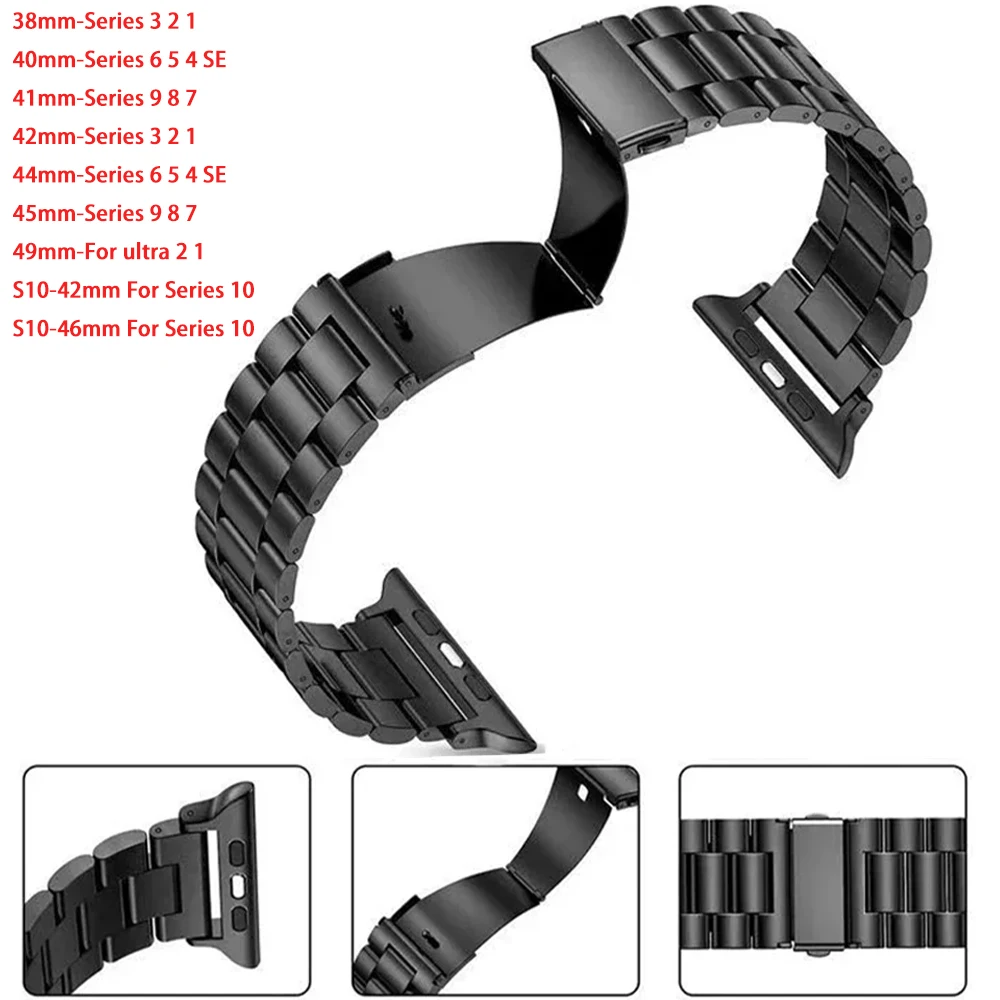 Stainless Steel Strap For Apple Watch Band 45mm Ultra 49mm 41mm 40mm 44 38mm Strap Metal Bracelet For Iwatch Series 10 46mm 42mm