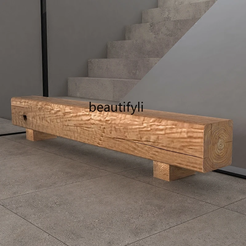 Nordic Personalized Log TV Cabinet Hallway Retro Bench Living Room B & B Floor Cabinet