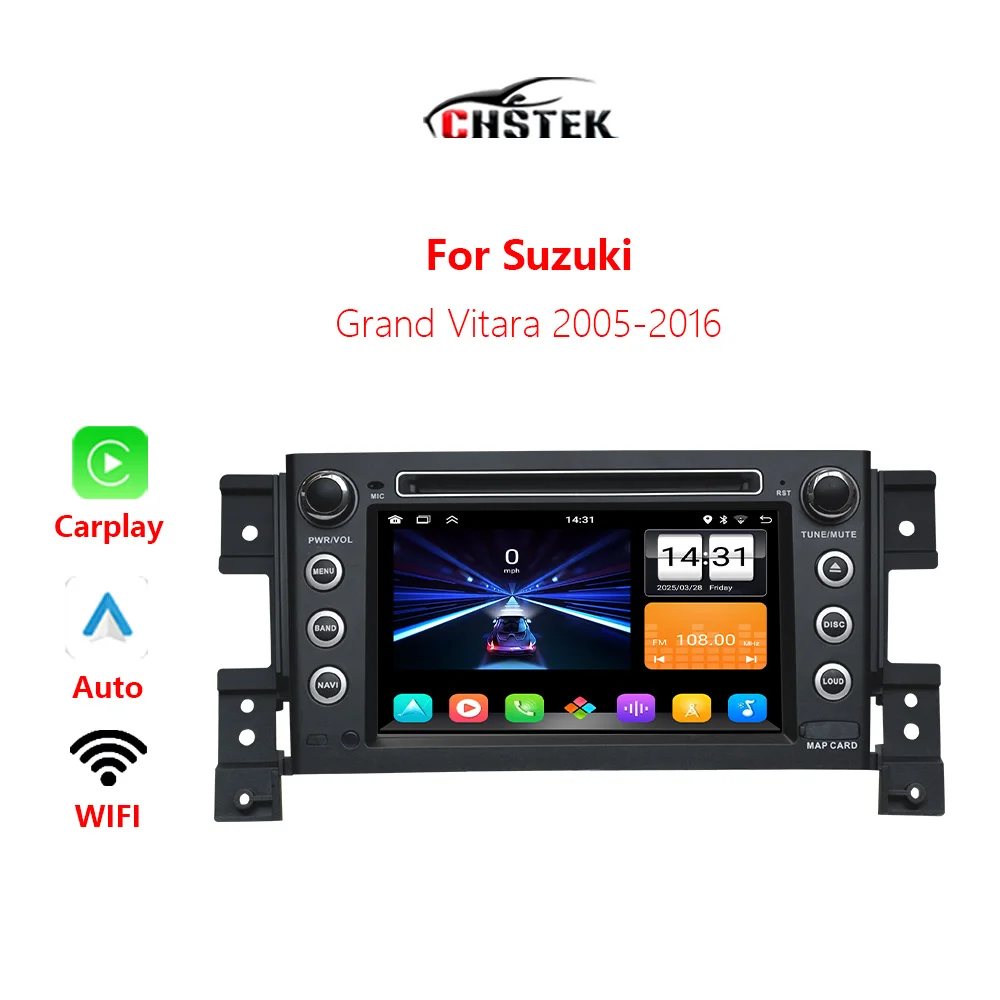 CHSTEK Car Radio Stereo Carplay For Suzuki Grand Vitara 2005-2016 Android Auto Navigation Bluetooth GPS WIFI Multimedia Player