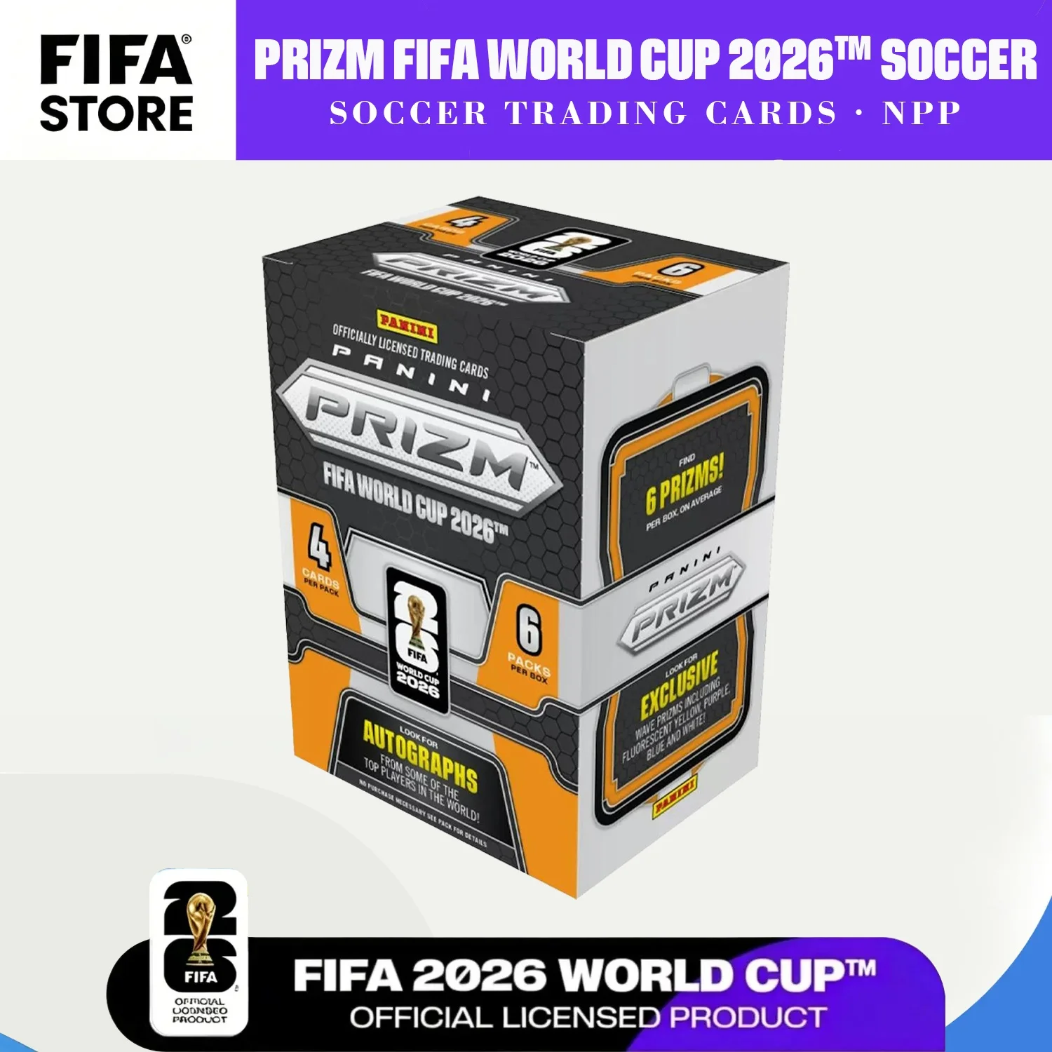 2026 Panini Prizm FIFA World Cup Soccer Blaster Box  | 6 Packs Per Box, 4 Sheets Per Pack
