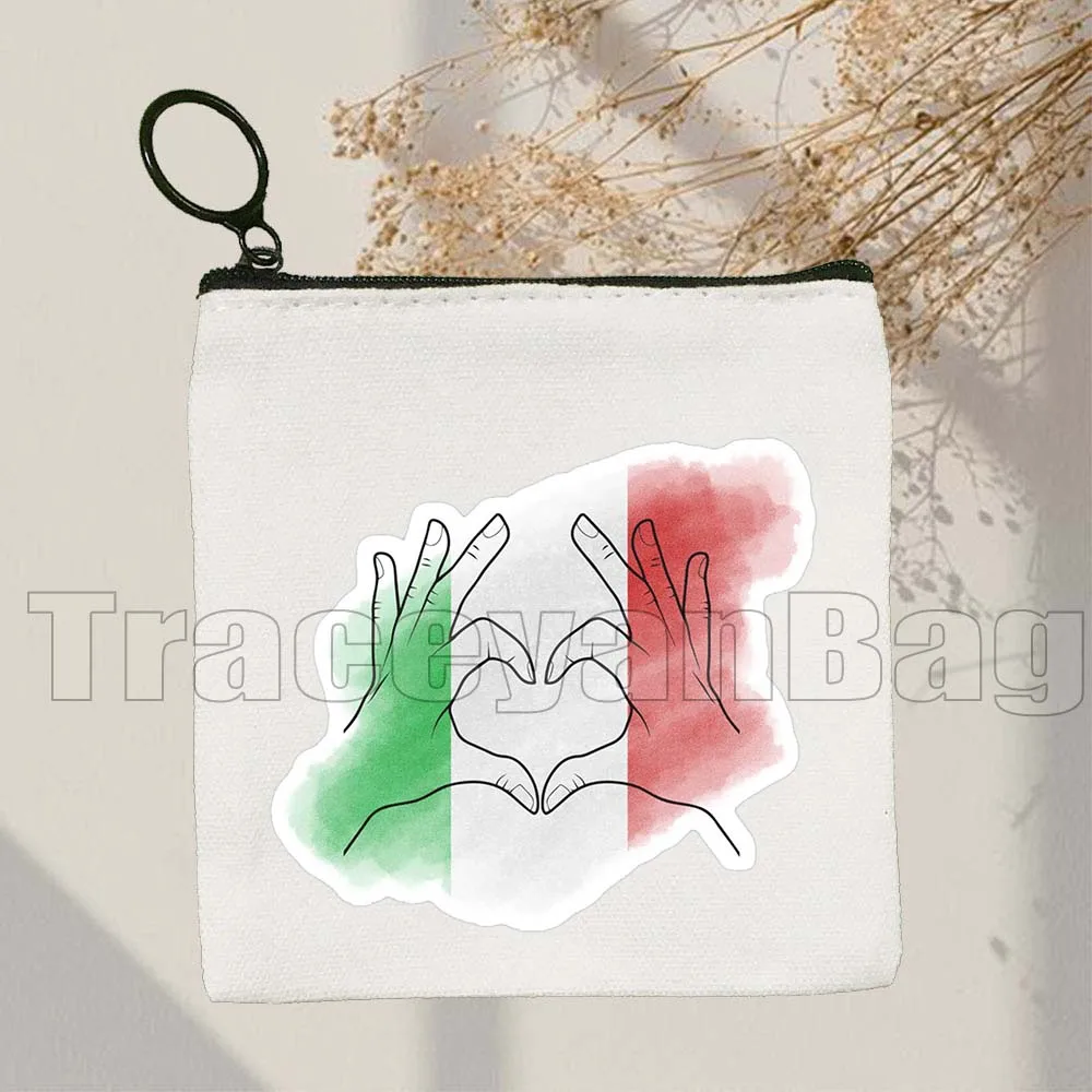 Love The Colosseum Italy Florence Rome Milan Italian Roman Italia Fan Gifts Canvas Coin Purse Key Case Small Bag Wallet Pouch