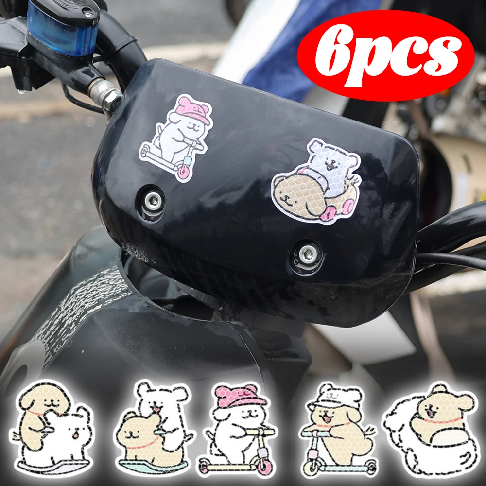 Dog Car Reflective Strips Night Safety Warning Stickers Motorbike Helmet Sticker Cute Puppy Decals Auto Decorative Accessories