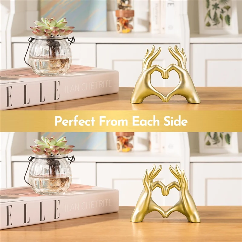 

T19C Gold Heart Hands Sculpture,Wall Gold Decor Living Room,Table Statue Accent,Bedroom Accessories Teen Girl Gift Girlfriend