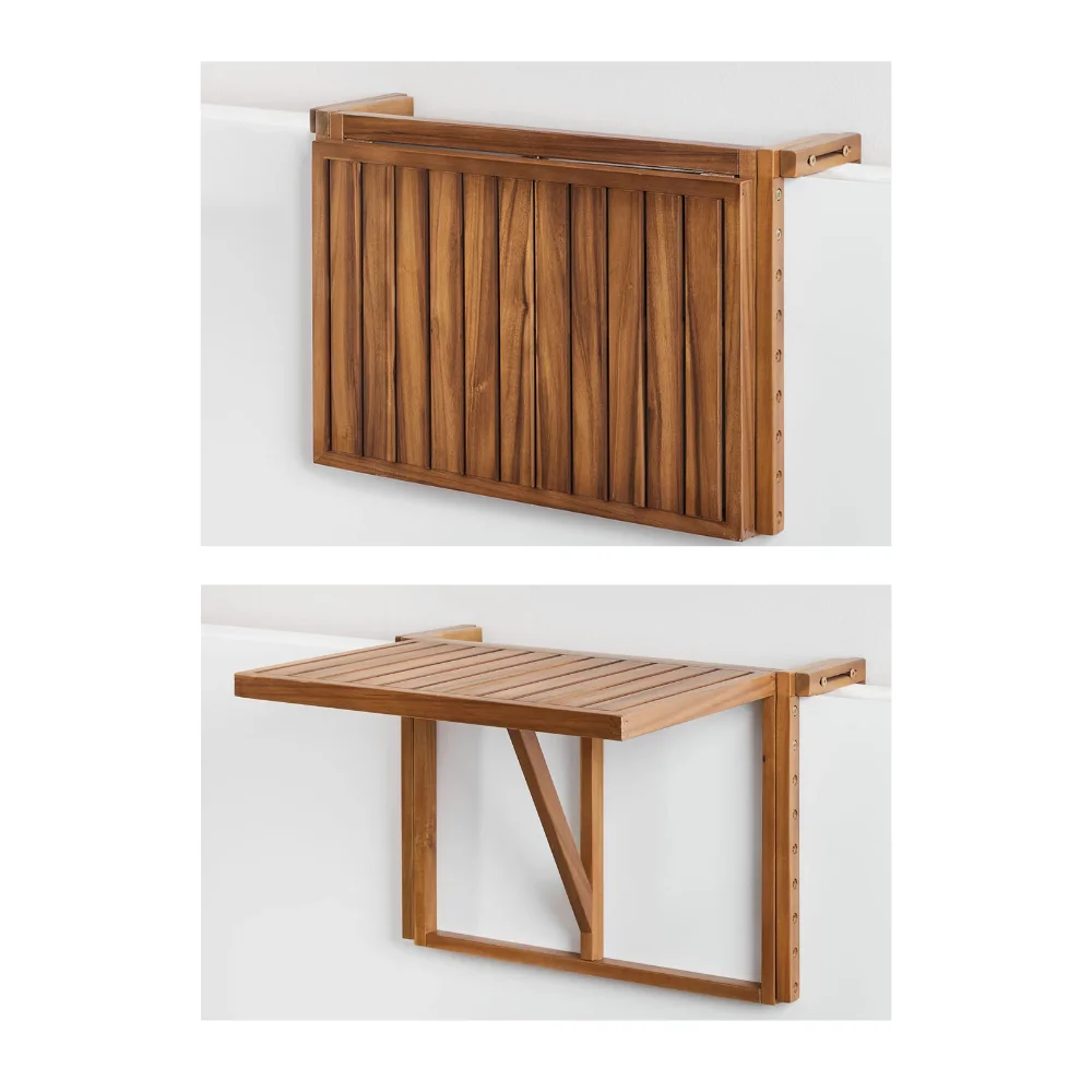 Foldable Durable Easy To Carry FSC Certified Outdoor Dining Table Modern Acacia Minh Phuoc Furniture Balcony Hanging Courtyard