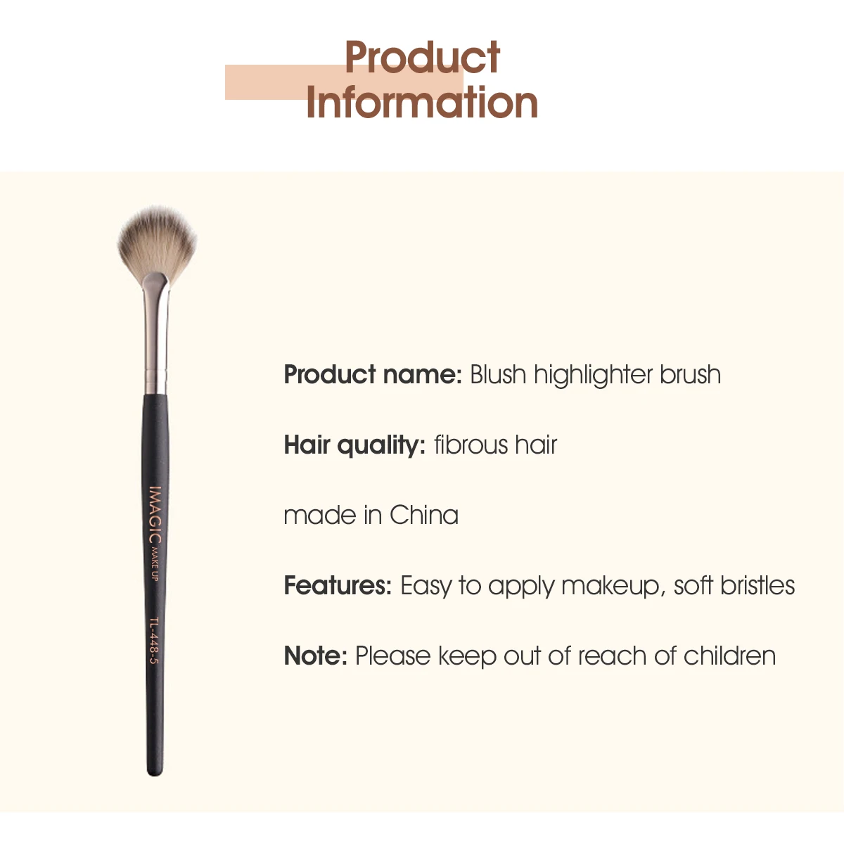 IMAGIC 1Pc Highlighting Blush Brush Black Single Facial Makeup Soft Professional High Quality Multifunction Cosmetic Beauty Tool