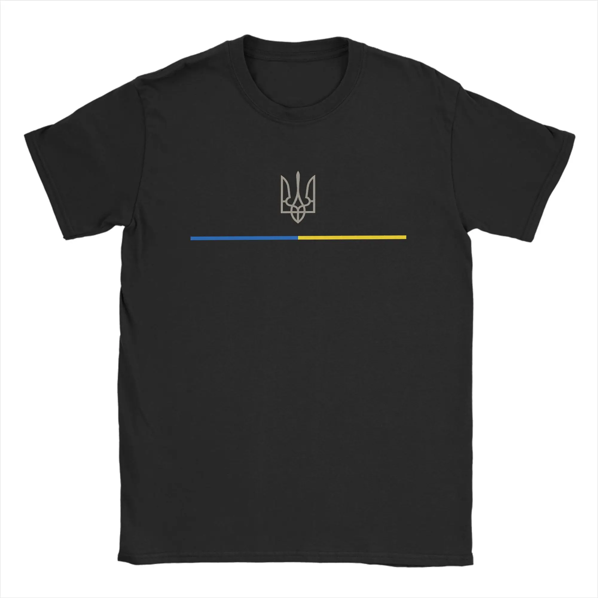 Men Ukrainian Trident Tryzub Escudo Zelensky Ukraine  T Shirt  Cotton Clothing Unique Short Sleeve Round Collar Tees T-Shirt
