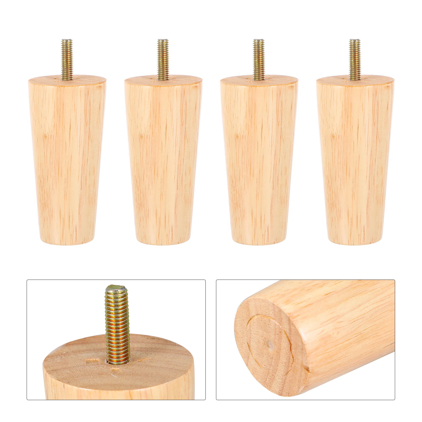 

4pcs Wooden Furniture Legs Solid Natural Wood Smooth Surface Floor Protection Pads For Table Sofa Cabinet Diy Tapered Design