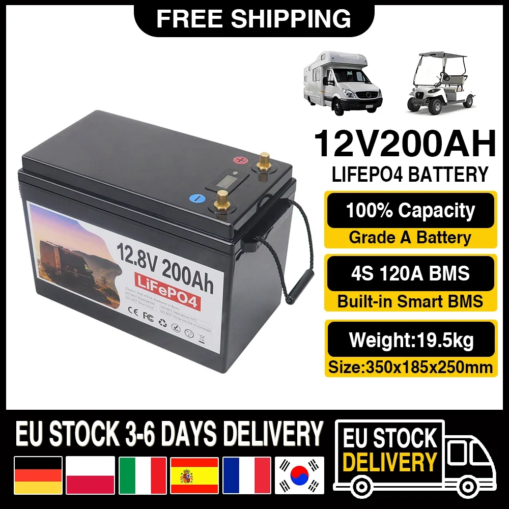 12V 120Ah 150Ah 200Ah LiFePO4 Lithium Iron Phosphate Battery Built-in BMS For Replacing Most of Backup Power Home Energy Storage