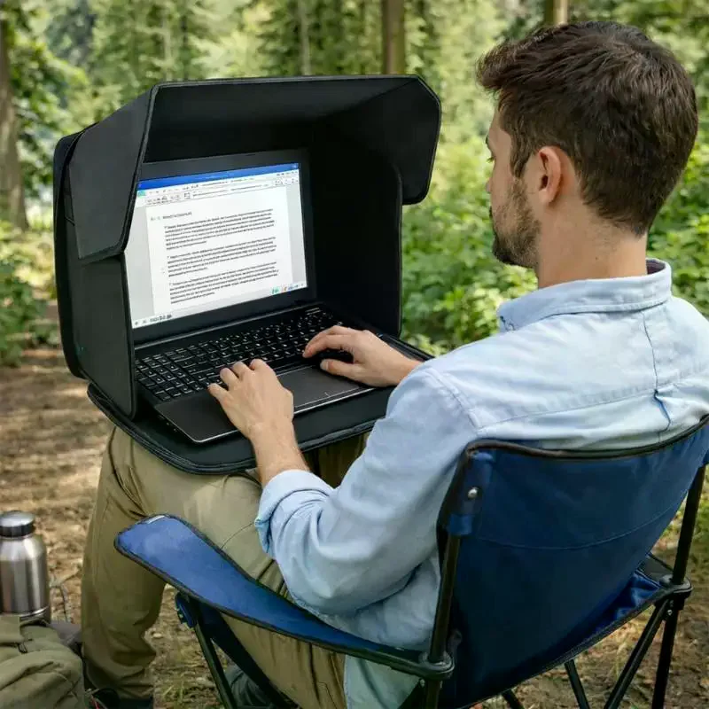 Foldable Laptop Sun Shade Privacy Cover, Portable Screen Protector, Reduces Glare, Enhances Privacy, Ideal for Outdoor Work