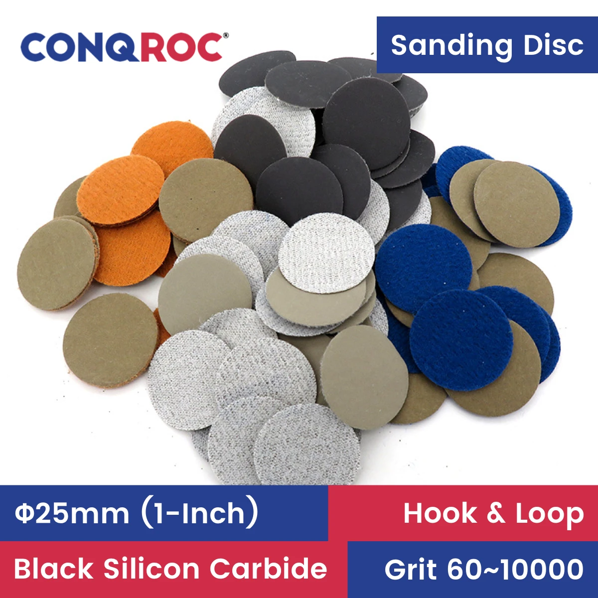 25mm(1-Inch) Sanding Discs Silicon Carbide Waterproof Wet and Dry Abrasive Papers Hook & Loop Grit P60~5000