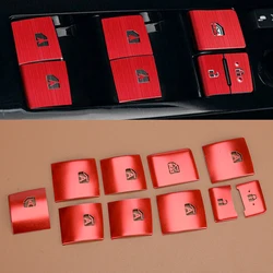 10pcs/Set Red Car Window Lift Panel Switch Sticker Trim Aluminum Fit for Toyota Camry 2018 2019 2020 2021 2022