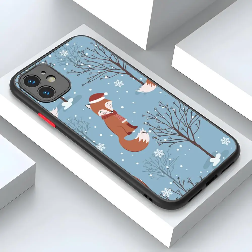 Christmas Phone Case For iPhone 16 15 14 13 Pro Max 12 Mini 11 SE 7 8 Plus XS X XR Matte Black Protection case