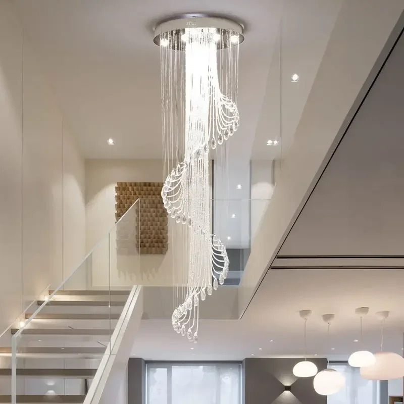 

K9 Crystal Chandelier European Crystal Room Lights K9 Spiral Modern Creative LED Chandelier Hotel Villa Lighting