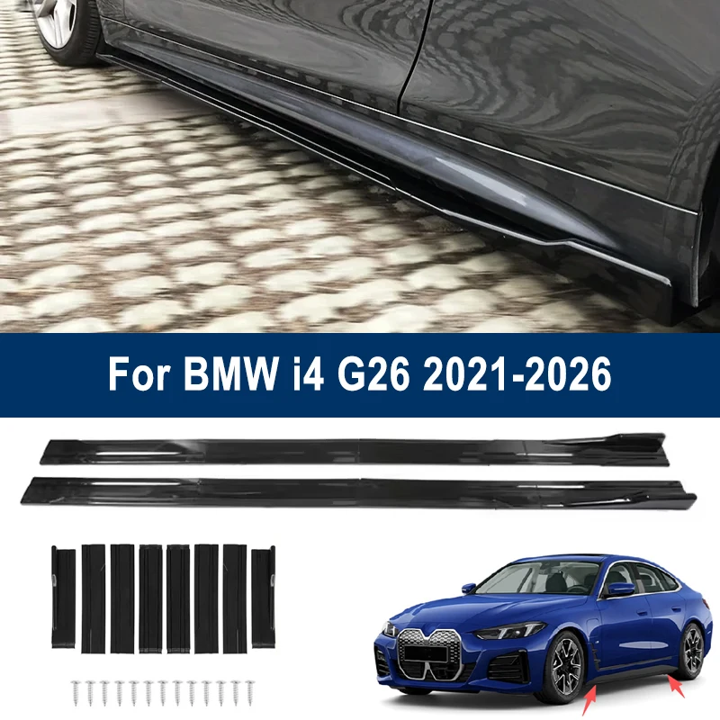 

For BMW i4 G26 2021-2026 2025 2024 Car Side Skirt Splitters Extended Side Spoiler Sport Body Kit Bumper Lip Modified Parts 8Pcs