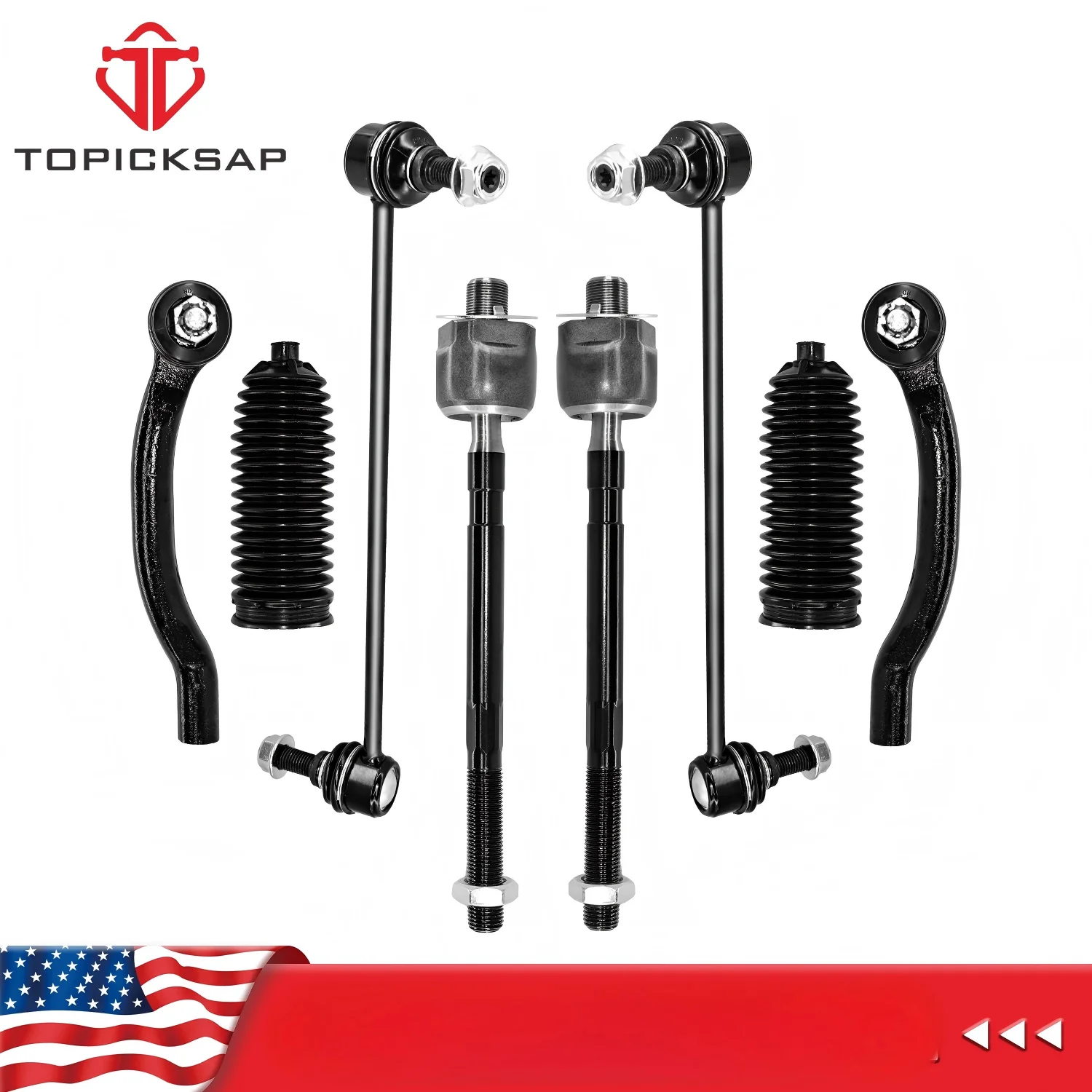 TOPICKSAP 8Pcs Inner/Outer Tie Rod Boot & Sway Bar Link Kit for Nissan Maxima 2009-2014 Suspension D8640JA00A ES800357 ES800358