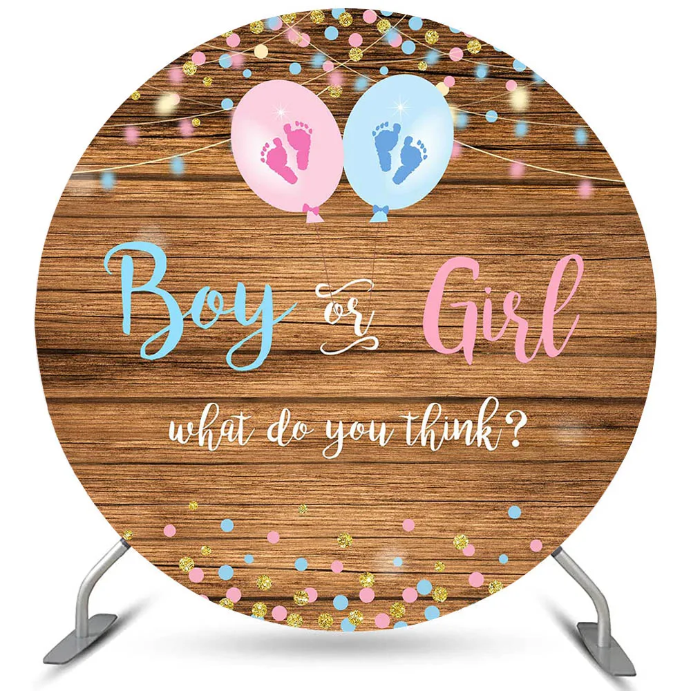 الجنس تكشف حفلة خلفية مستديرة الوردي الأزرق بالونات البقع صبي أو فتاة التصوير خلفية استحمام الطفل راية لوازم