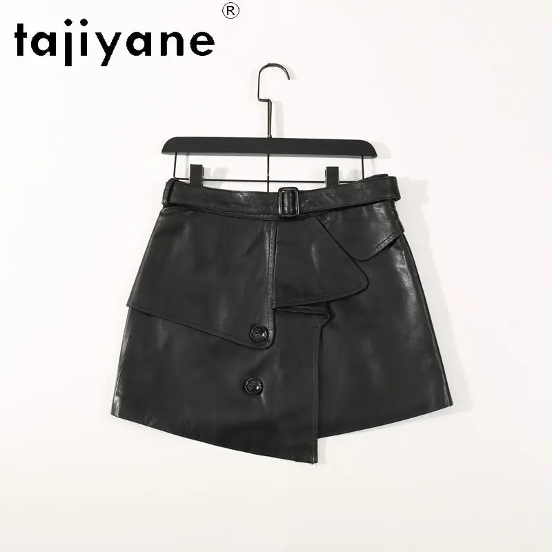 TAJIYANE Women's Skirts Real Leather Skirt Sheepskin Splicing Irregular Skirts for Woman A-Line Korean Skirt Chic 치마 Versatile