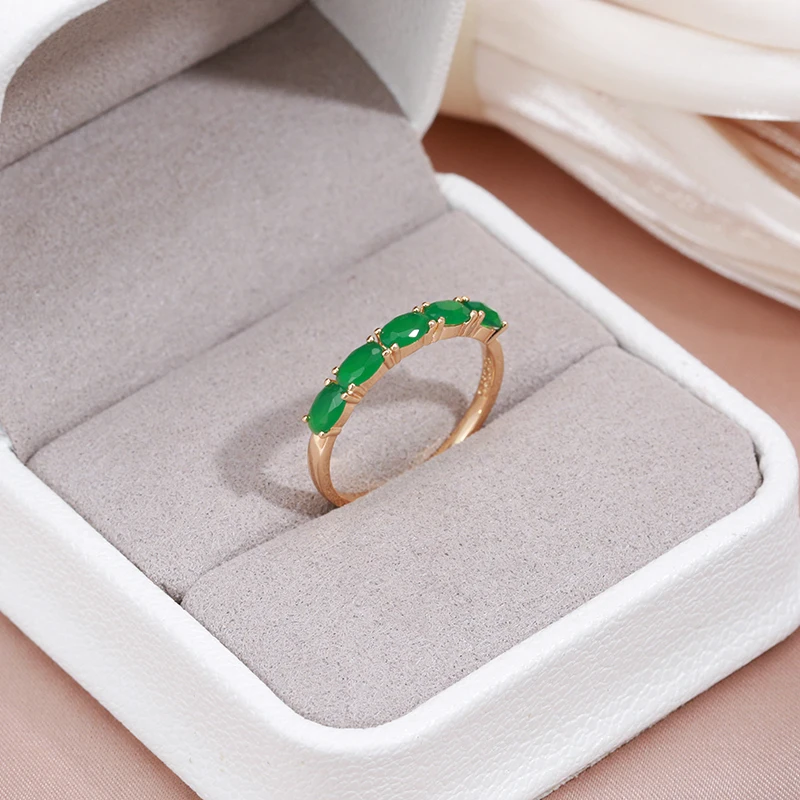 SYOUJYO Full Opal Green Natural Zircon Women\'s Ring 585 Rose Gold Color Vintage Wedding Jewelry Luxury Design Best Gift For Girl