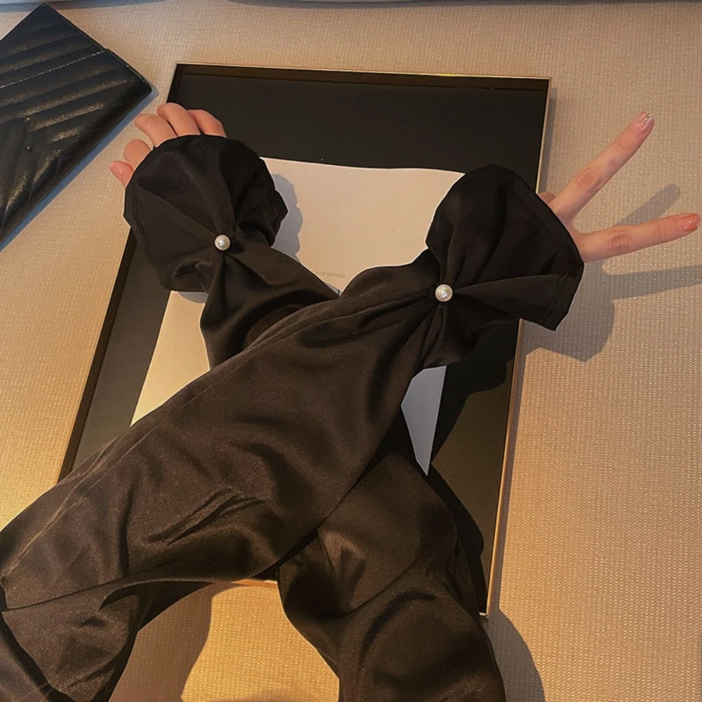 태양 보호 실크 패브릭 슬리브 진주 자외선 차단 통기성 긴 팔 슬리브 핸드 슬리브 얇은 원사 팔 선 스크린 커버