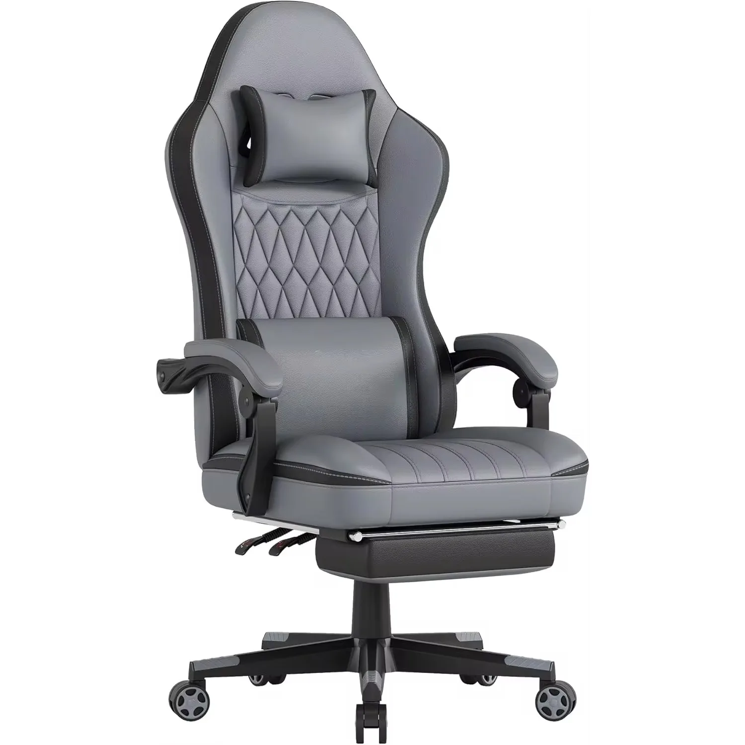 

Gaming Chair with Footrest, Ergonomic Computer Chair with Lumbar Support, with 4D Foam Sports Seat Cushion, Breathable Leather