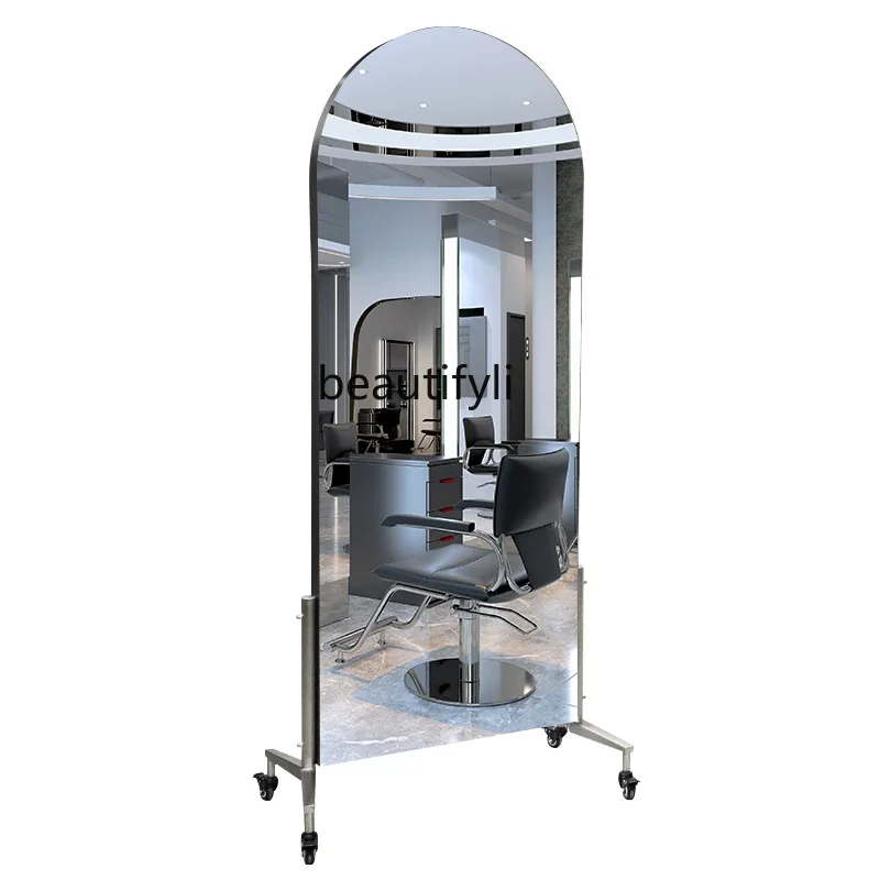 

SS NewSimple barber shop mirror removable turning floor-standing double-sided mirror for high-end hair salons