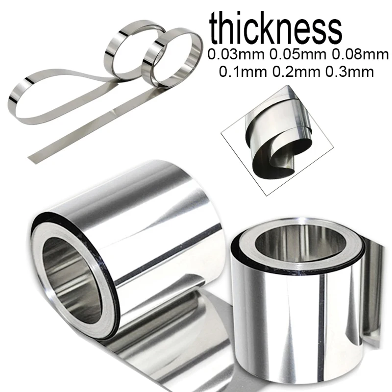 Folha de Fina Tira de Aço Espessura 0.01 Mm0.3 mm Comprimento 100 1000 mm 1pc Aço Inoxidável