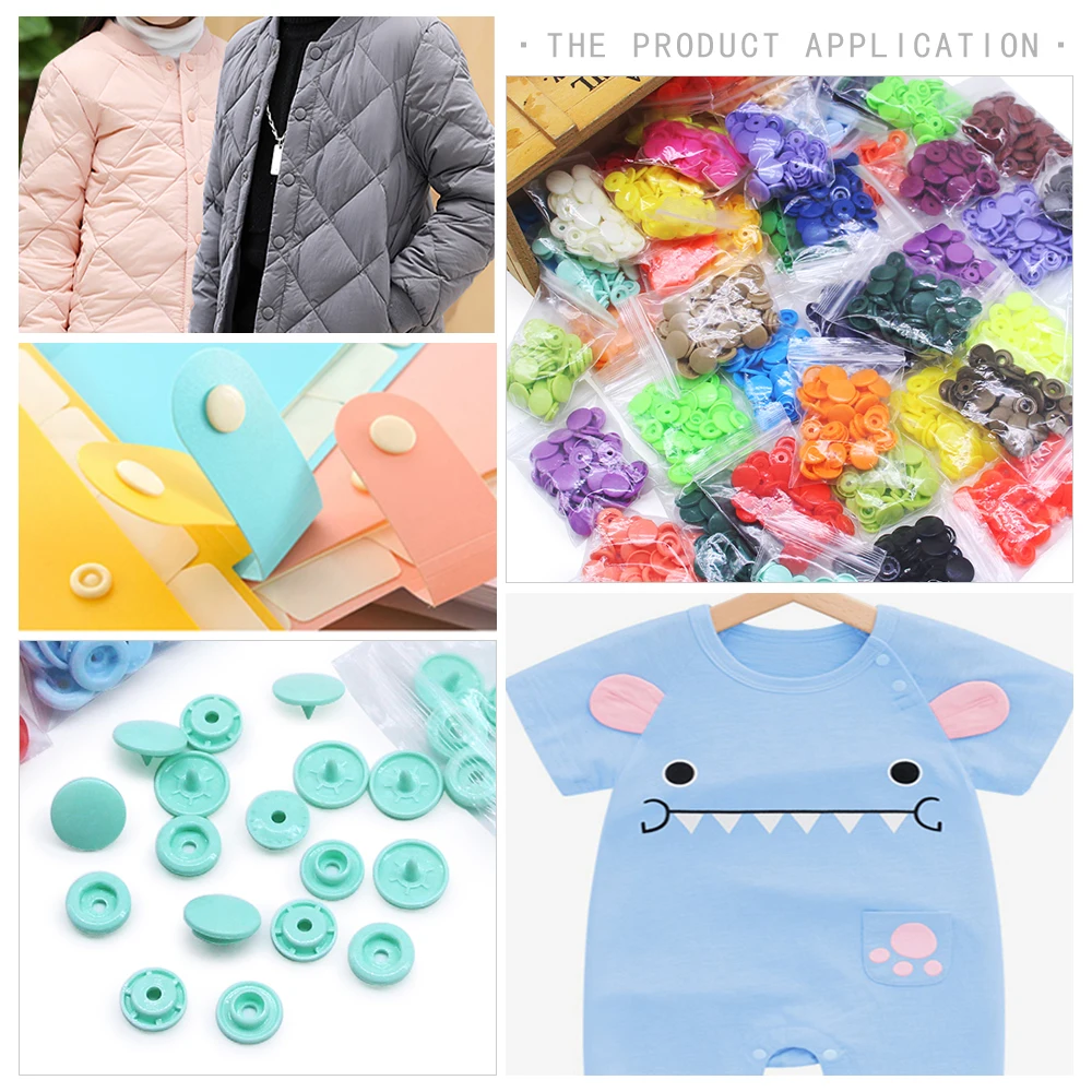 KAM T3 T5 20Sets Plastic Snaps Button Fasteners Bag Folder Dark Buckle Button Resin Garment Accessories For Baby Clothes DIY