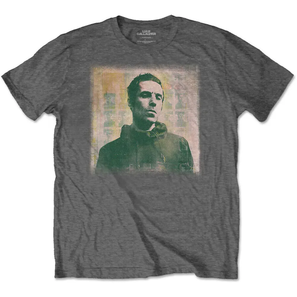 Men's Liam Gallagher Monochrome T shirt X Large Charcoal Grey