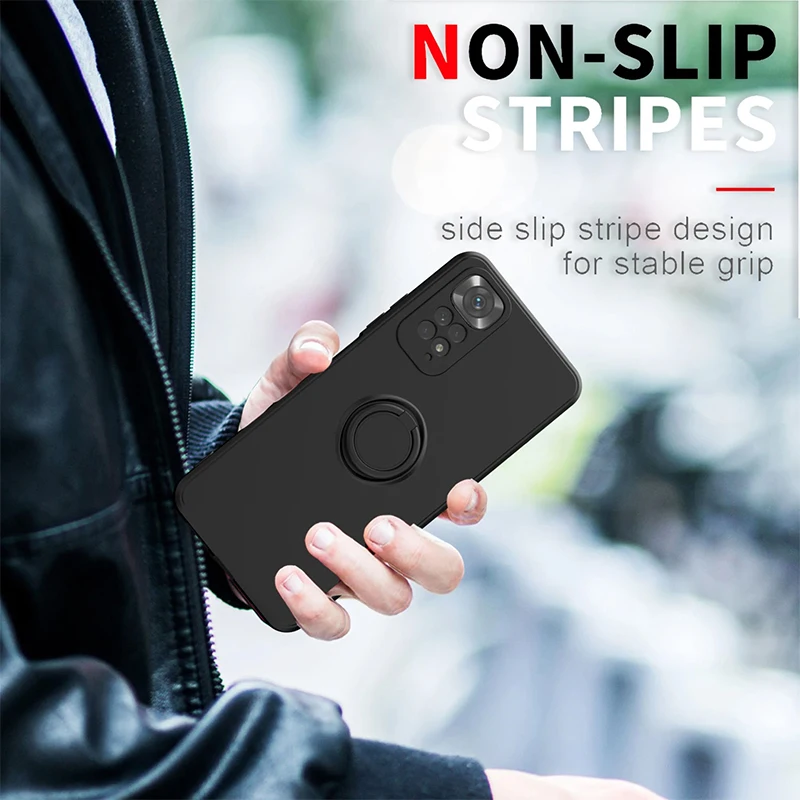 Liquid Silicone Ring Holder Soft Phone Case For Redmi Note 12 Pro 11 10 S 9S 9 Shockproof Back Cover For Xiaomi 11T 12T Pro Lite image 5