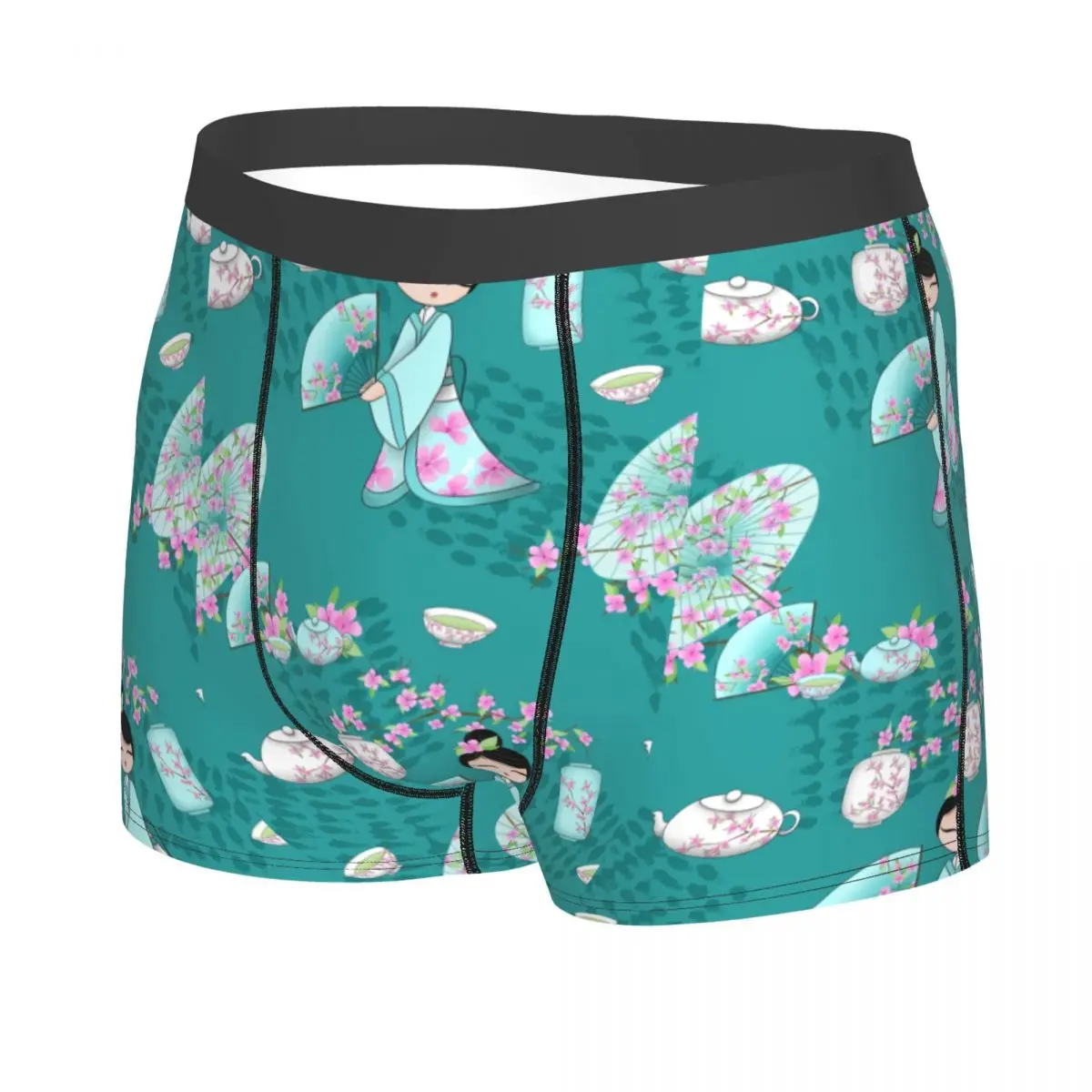 Custom Japanese Girl Sakura Kokeshi Doll Underwear Men Breathbale Boxer Briefs