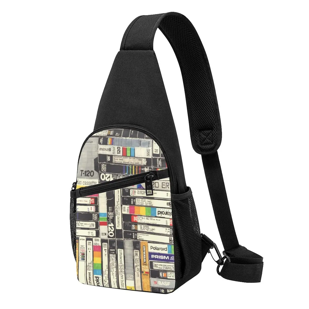 

VHS Chest Bag Men Sling Crossbody Backpack Chest Bag Travel Hiking Daypack Shoulder Bag