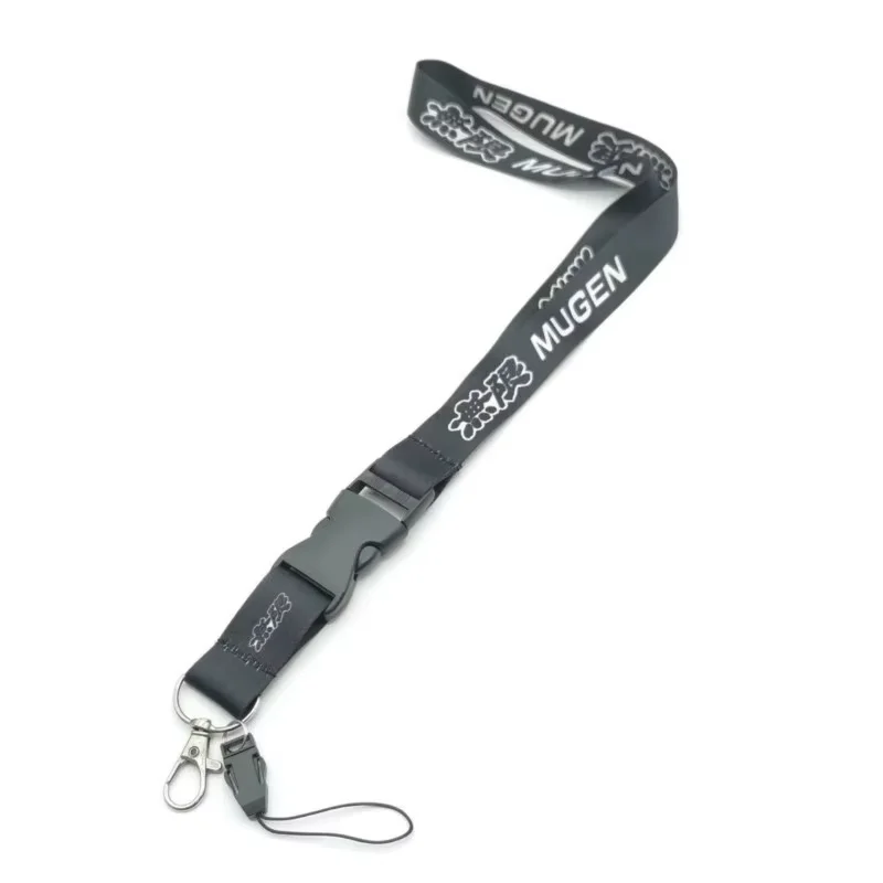 

For Honda Mugen Power Mugenpower HRV City Fit Accord Car Keychain Neck Wear ID Card Pass Lanyard Black Nylon Long Keyring Ribbon