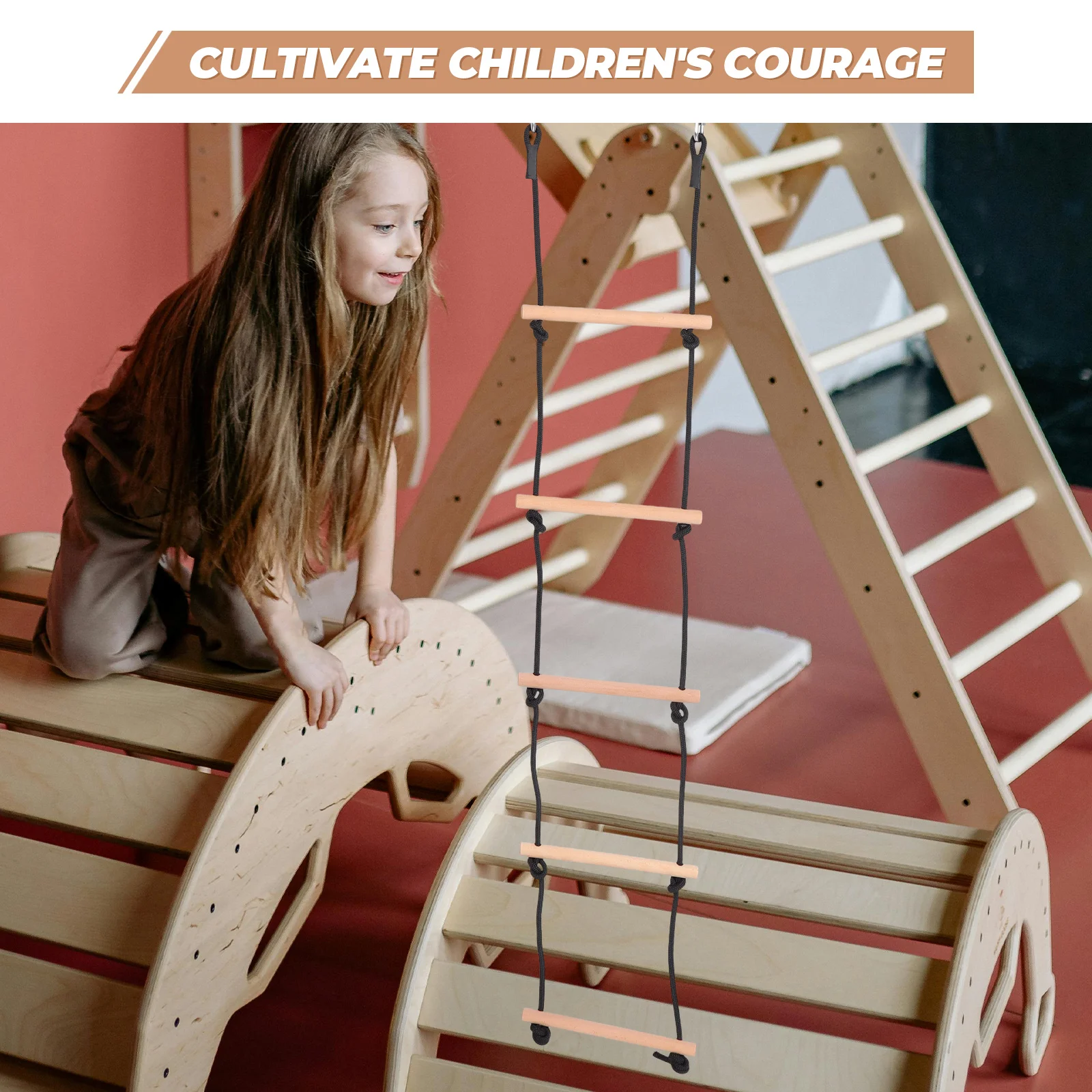 Climbing Sports Toys Treehouse Accessory Ladder Rope The Wooden Children's Outdoor for Bunk Bed Kids Polyester Beech