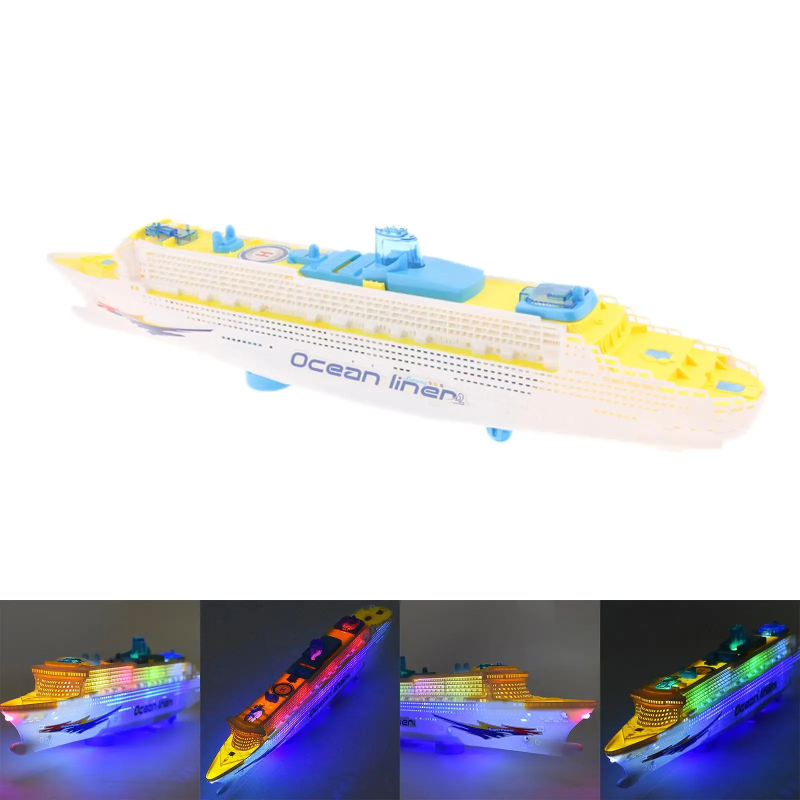 Juguetes eléctricos con silbato de luces LED intermitentes, barco delineador, barco