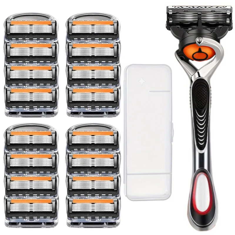 5-Layer Stainless Steel Manual Shaver Blades, Men's Classic Shaver Safety Cleaning and Care Tool