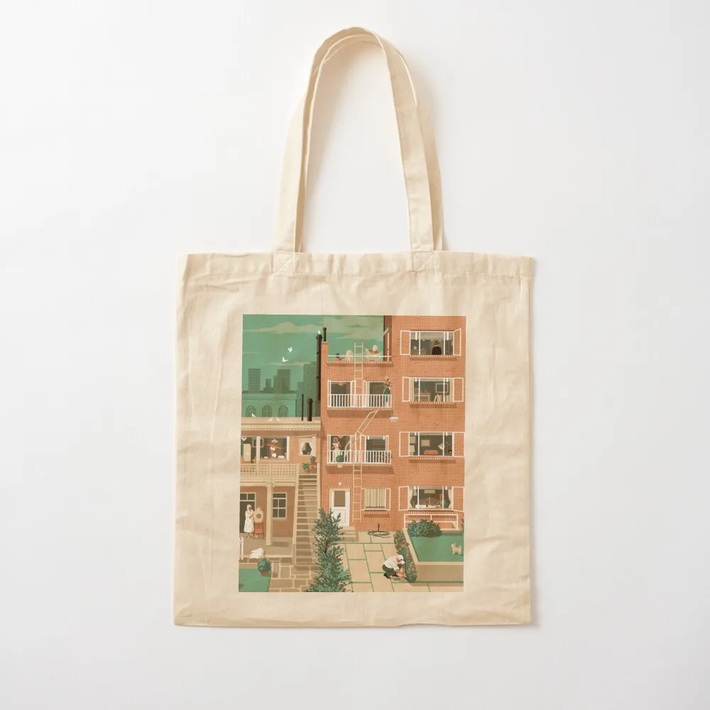 

Travel Posters - Hitchcock's Rear Window - Greenwitch Village New York Tote Bag tote bag screen shopper bags Canvas Tote Bag