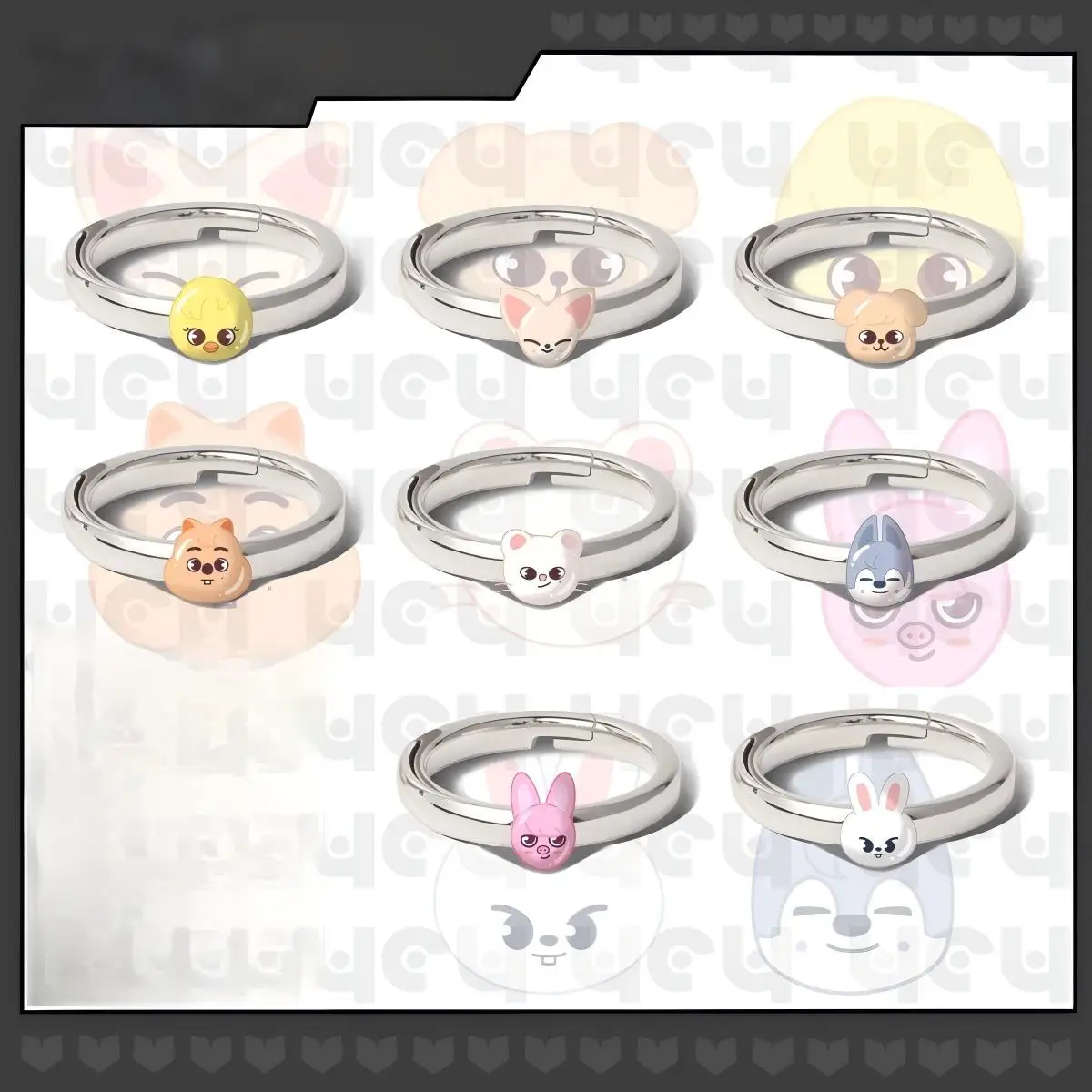 

New KPOP Stray Kids SKZOO Cute Cartoon Ring Accessories Pendant Fans Must Have Collected Toy Gifts