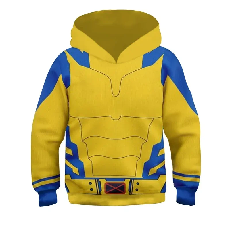 Deadpool Wolverine Cosplay Felpe con cappuccio per bambini Supereroe Stampa 3D Pullover Giacca Felpe Ragazzi Ragazze Carnevale di Halloween Out ^ 0 * f