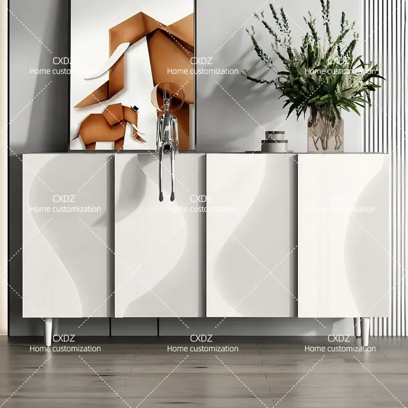 Modern Solid Wood Side Cabinet Entryway Shoe Storage Living Room Tea Cabinet Simple Painted Finish Free Shipping