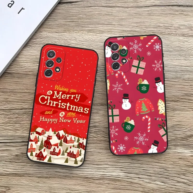 Merry Christmas Tree Santa Snowflake Phone Case For Samsung Galaxy S10 S22 S23 S20 S30 S21 S7 S9 S8 Pro Plus Ultra Case