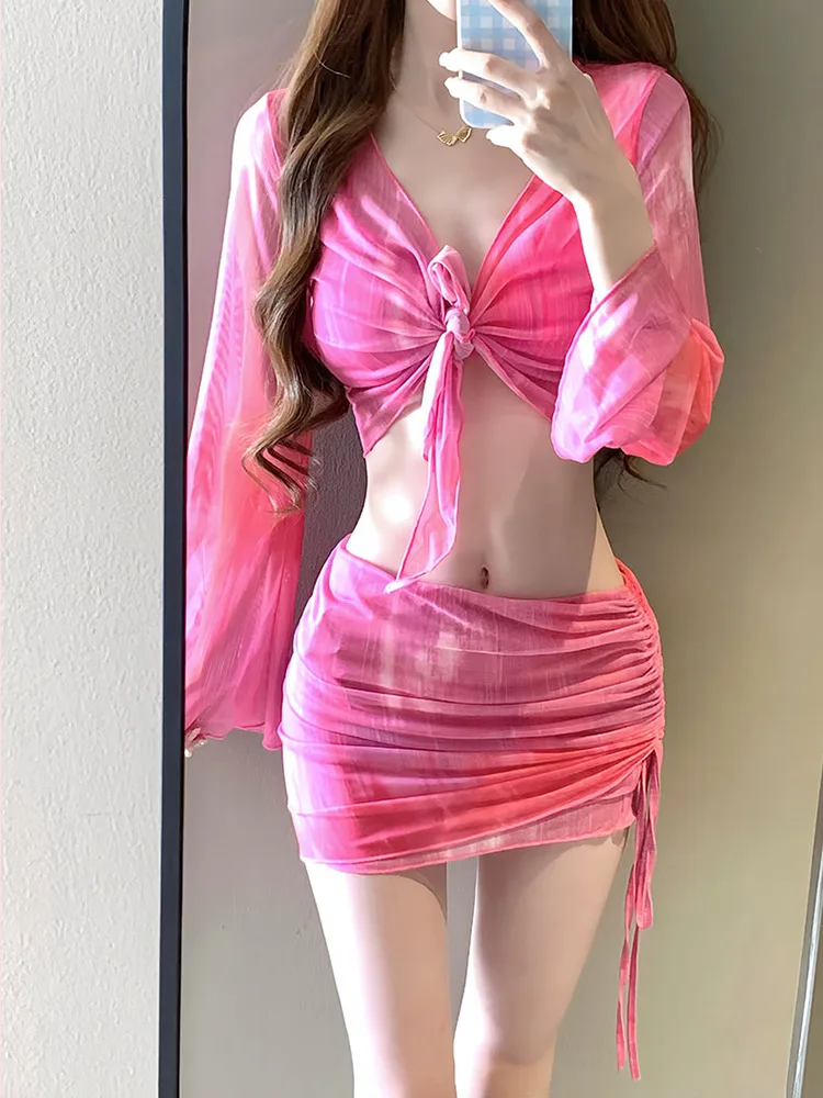 Bikini con abertura para mujer, traje de baño Sexy para vacaciones en la playa, tendencia 2024