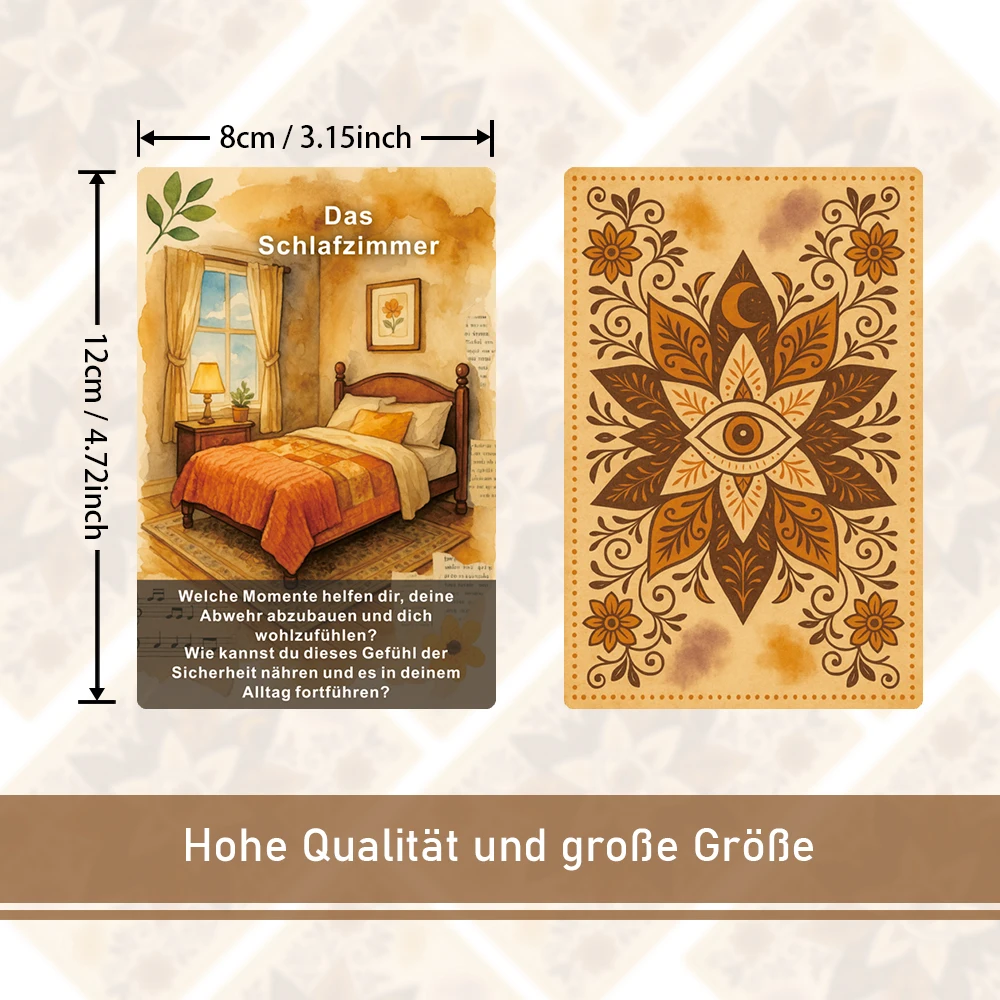 German Oracle Card Deck, German Tarot Cards, Traces of Memory Card Deck for Personal Reading, 12*8cm, 50 Cards