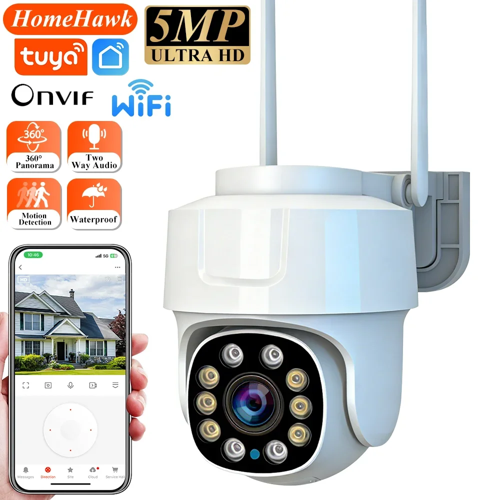 

Уличная Wi-Fi камера Tuya Smart Life PTZ, водонепроницаемая, с полноцветным ночным видением и обнаружением движения человека