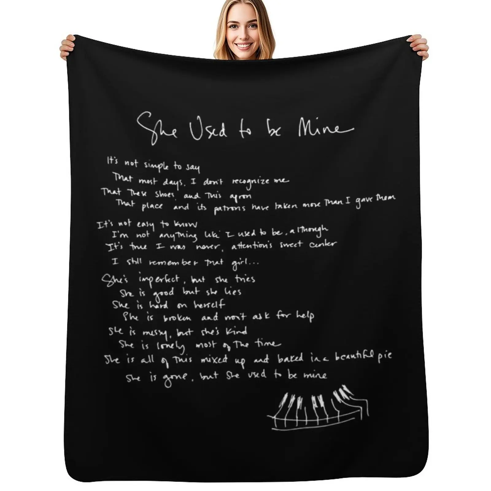 She Used To Be Mine - Sara Bareilles - Handwritten Lyrics- Waitress the Musical - Broadway, West End Throw Blanket