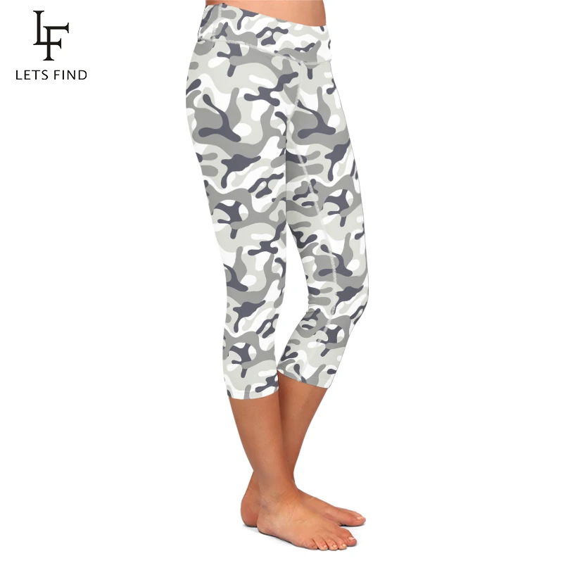 Hoge Kwaliteit Vrouwen Capri Leggings Hoge Elastische Camouflage Printing Leggings Zomer Vrouwen Fitness Broek