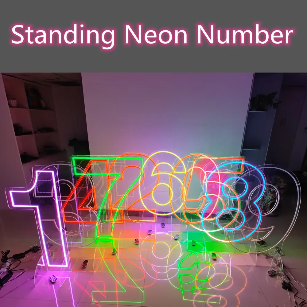 LED Stand Neon Number Pary Birthday Anniversay Wedding Event Decoration Provide Neon Letter Business Logo Custom Neon Light Sign