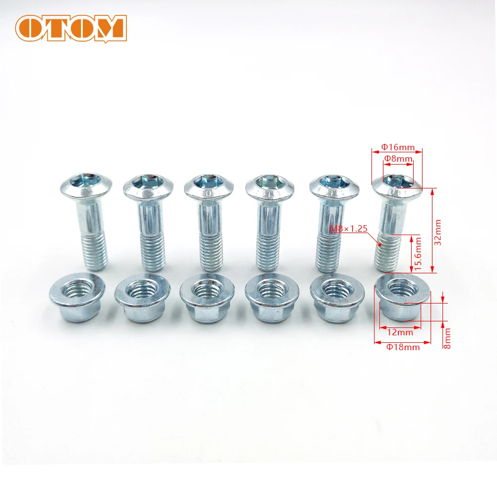 OTOM Motorcycle Sprocket Bolts M8x1.25 Chainwheel Chain Plate Screws Nuts Set For HONDA YAMAHA KXF SUZUKI AVANTIS BRZ Universal